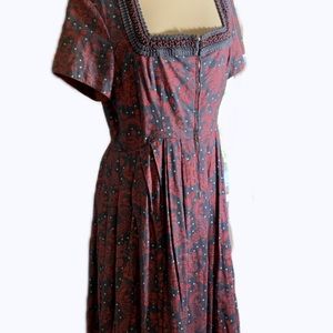 Vintage Handmade 1940s Peasant Christmas Dress